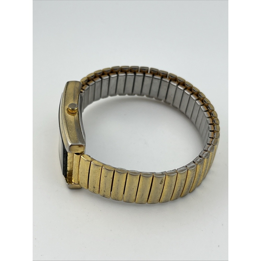 Vivani Tank Watch Women 21mm Case Gold Stretch Band- New Battery - Picture 7 of 8
